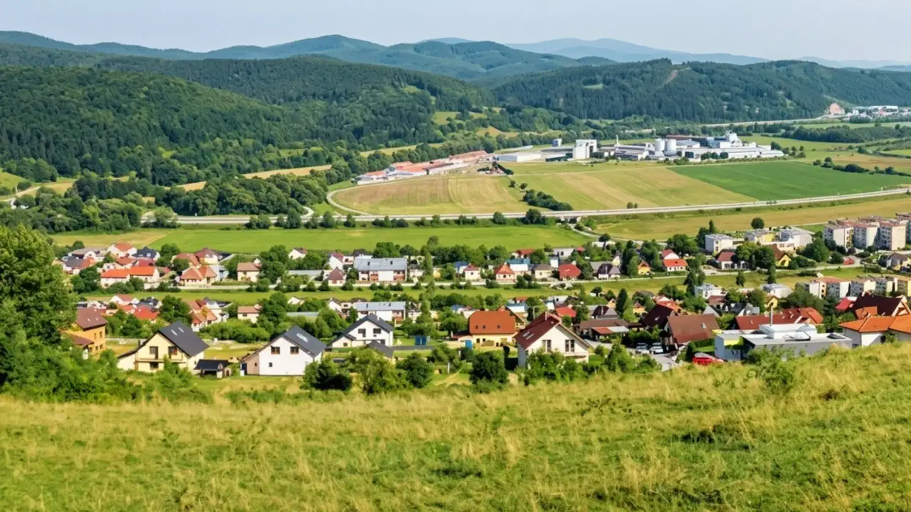 Panoráma Rakytoviec v letnom popoludní s Banskou Bystricou na obzore